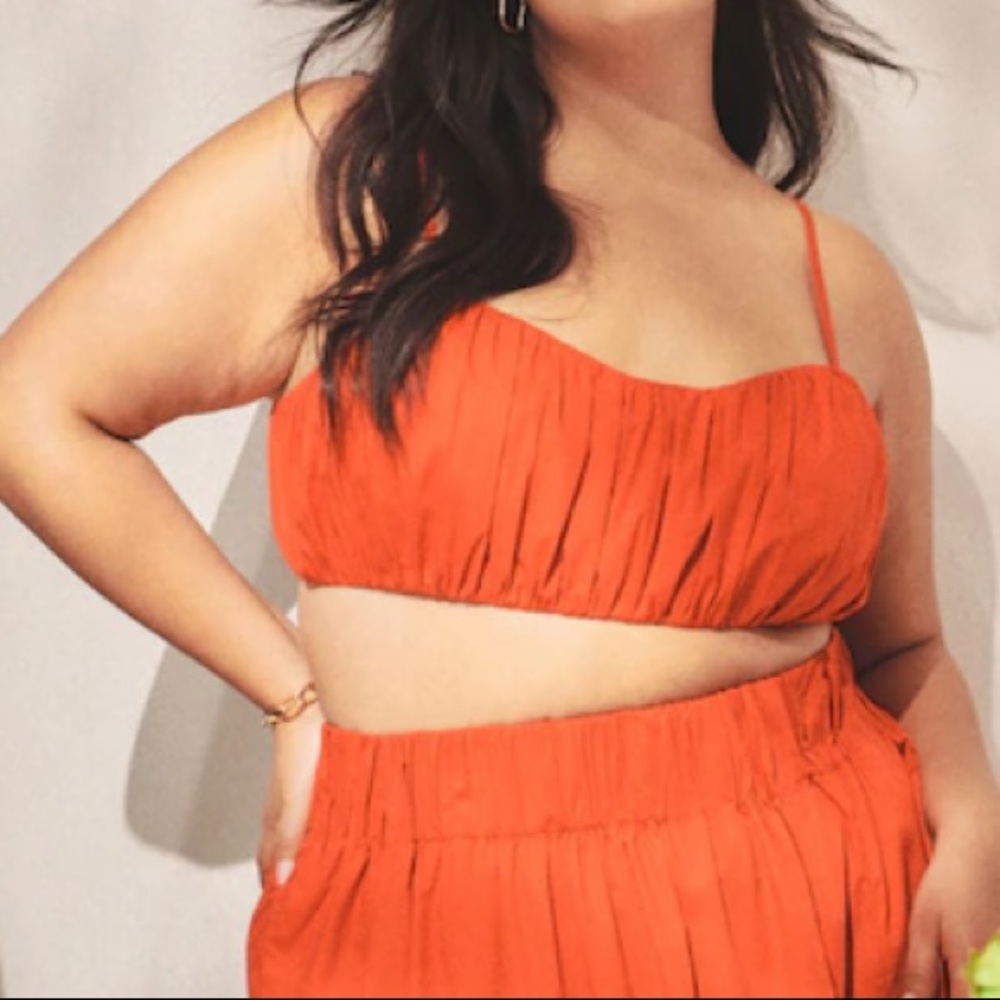 A&F Resort Volume Maxi Skirt & Ruched Tiny Set Top